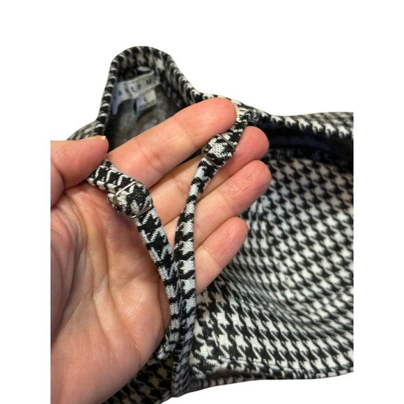 haute monde top L Bustier Black White houndstooth pattern crop strappy retro 90s - Picture 11 of 15